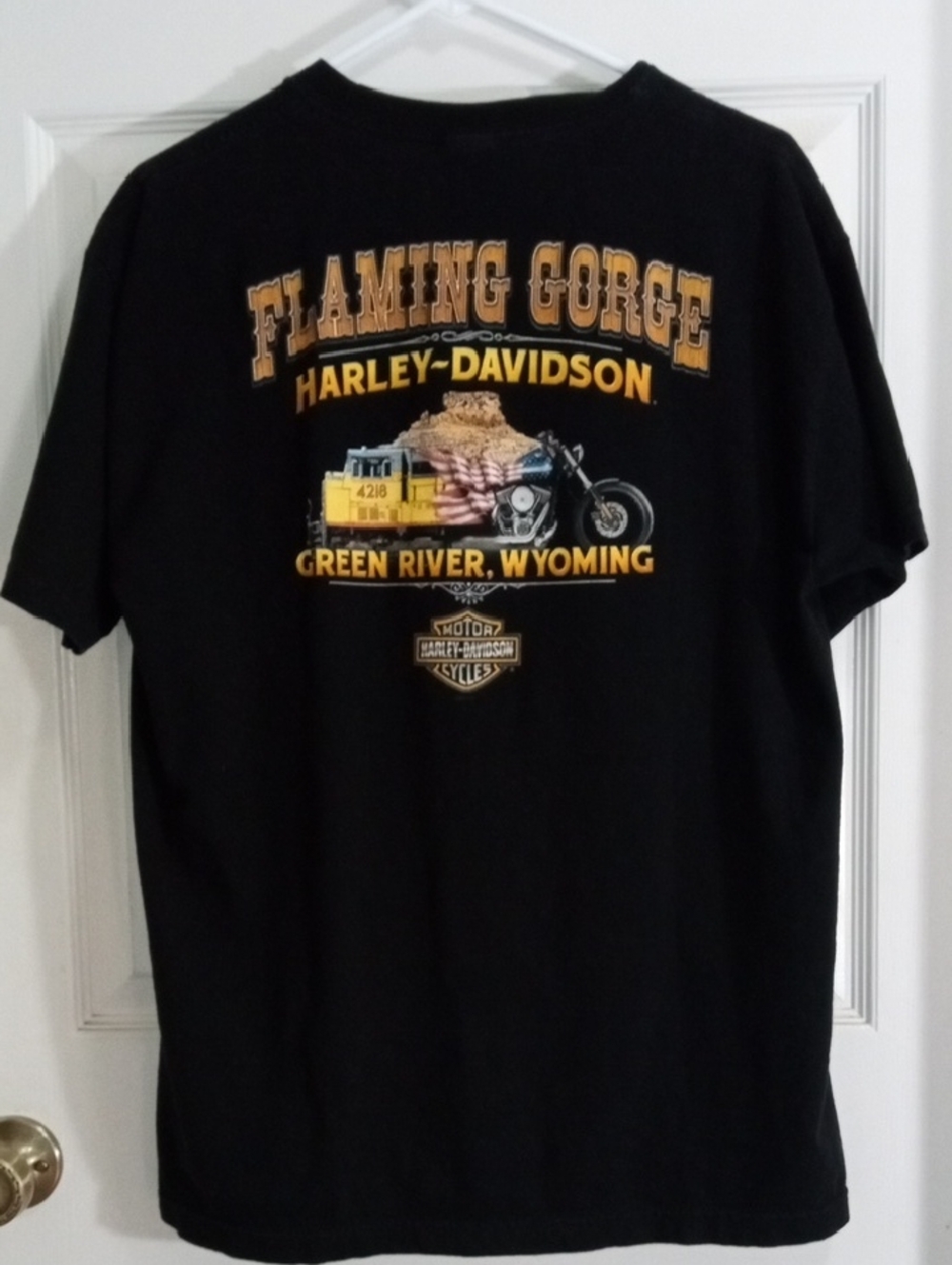 Harley-Davidson Black Short Sleeve Flames/Roses/Stars Tee Shirt Men’s Large - Picture 4 of 6